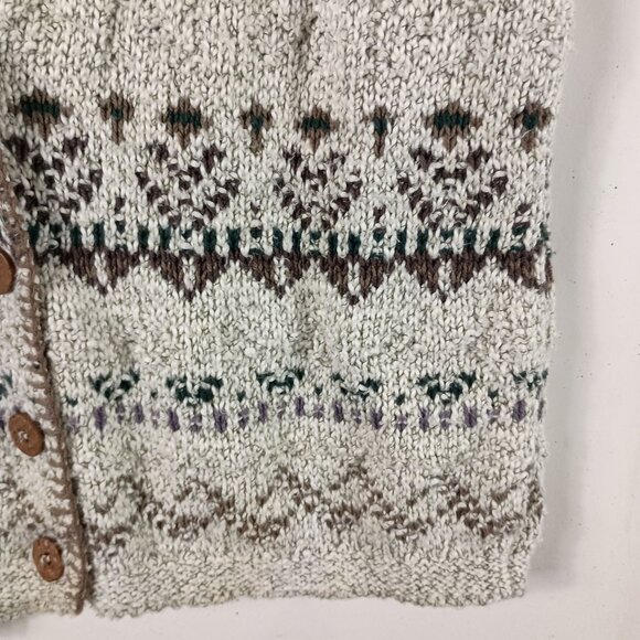 Vintage Knit Sweater Vest Womens L Beige Fair Isle Grandpacore Cottagecore 90s - Picture 5 of 8